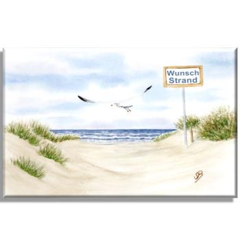 Leinwand 30 x 20 cm Keilrahmen Canvas-Leinen   Aquarell Maritim Kunst Druck Kunstdruck Dänemark Nordsee Ostsee Meer Möwe Strand Dünen Wunschname